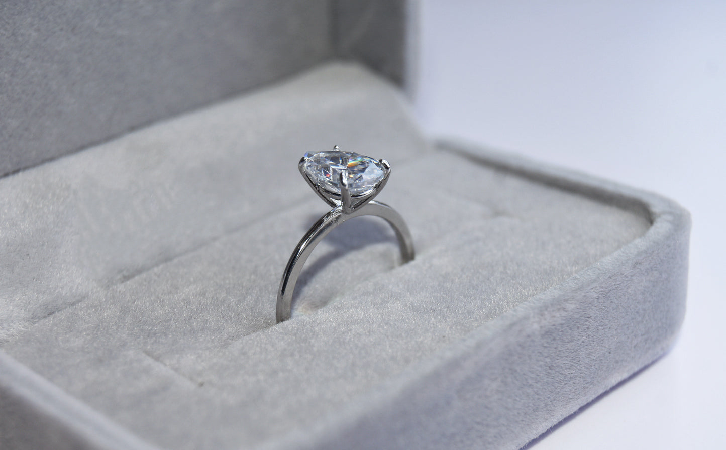Pear Shaped Moissanite Solitaire Engagement Ring - Affordable Promise Ring- Ice Queen