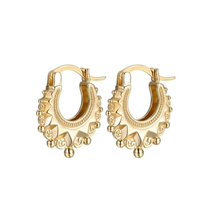 Ladies Victorian 9ct Gold Gypsy Hoop Creole Earrings Filled Rex Jewellers - Golden