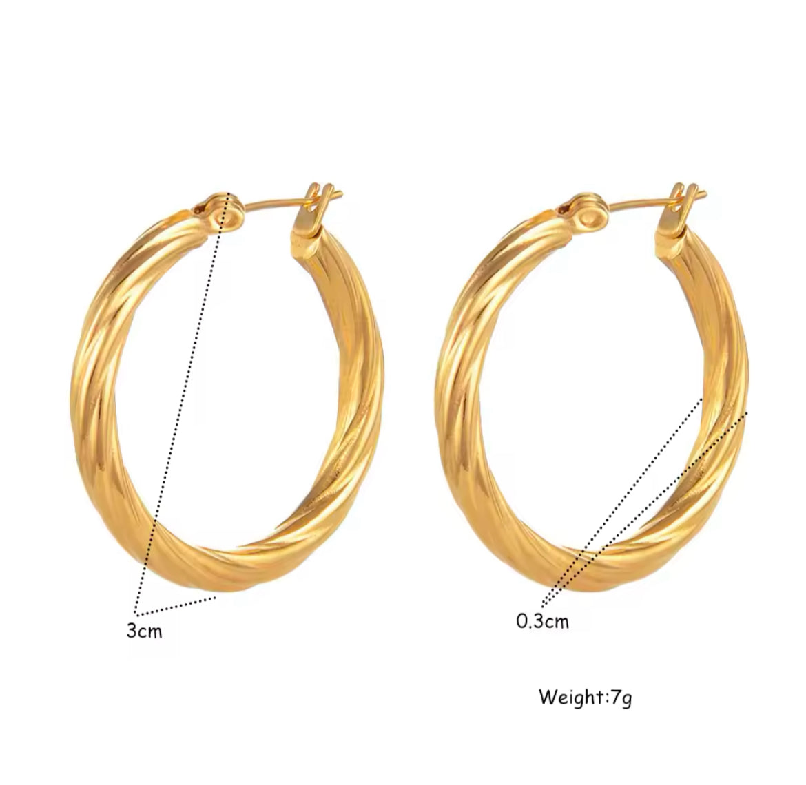 Womens Gold Huggie Hoop Earrings 30mm