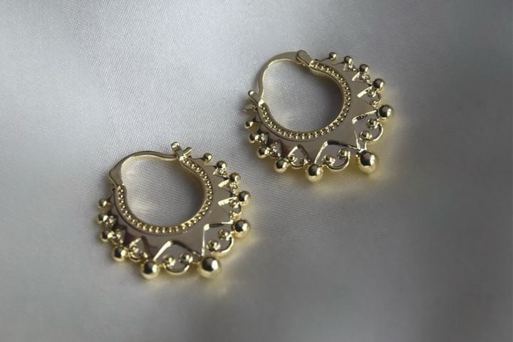 Ladies Victorian 9ct Gold Gypsy Hoop Creole Earrings Filled Rex Jewellers - Golden