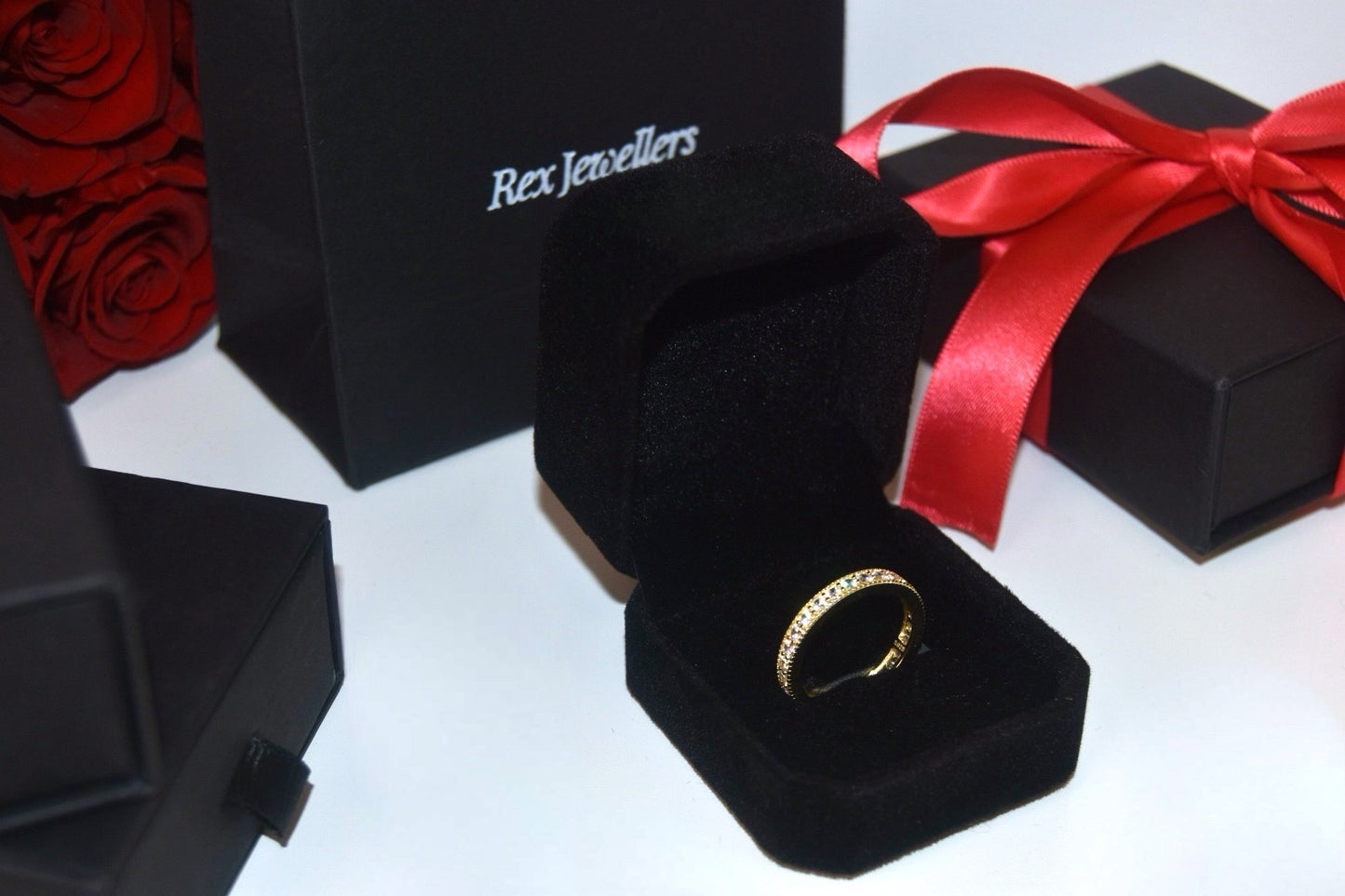 9ct Gold Vermeil Flat Channel Set Band Eternity Ring