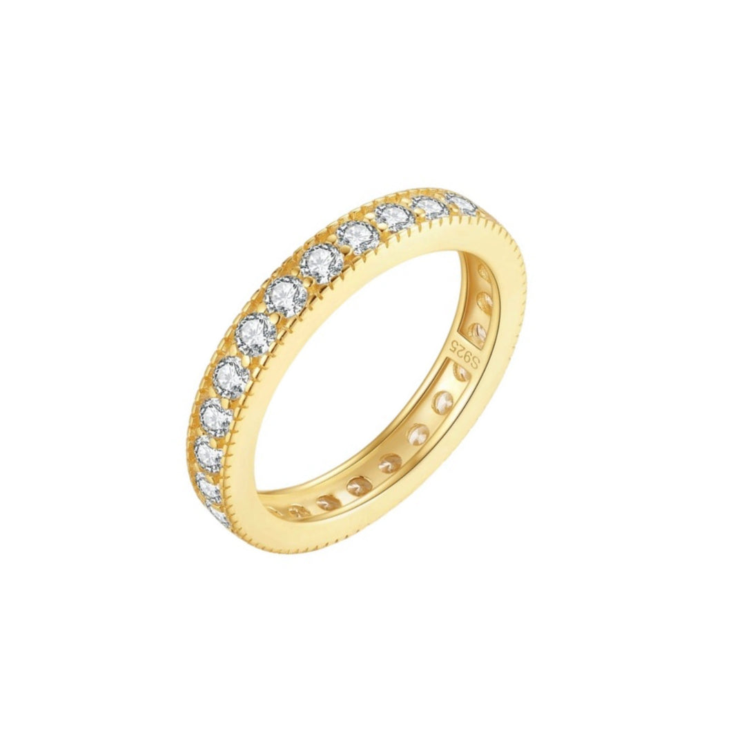 9ct Gold Vermeil Flat Channel Set Band Eternity Ring