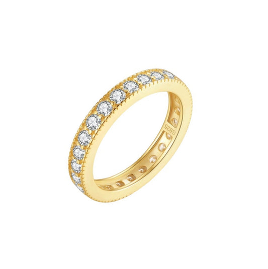 9ct Gold Vermeil Flat Channel Set Band Eternity Ring