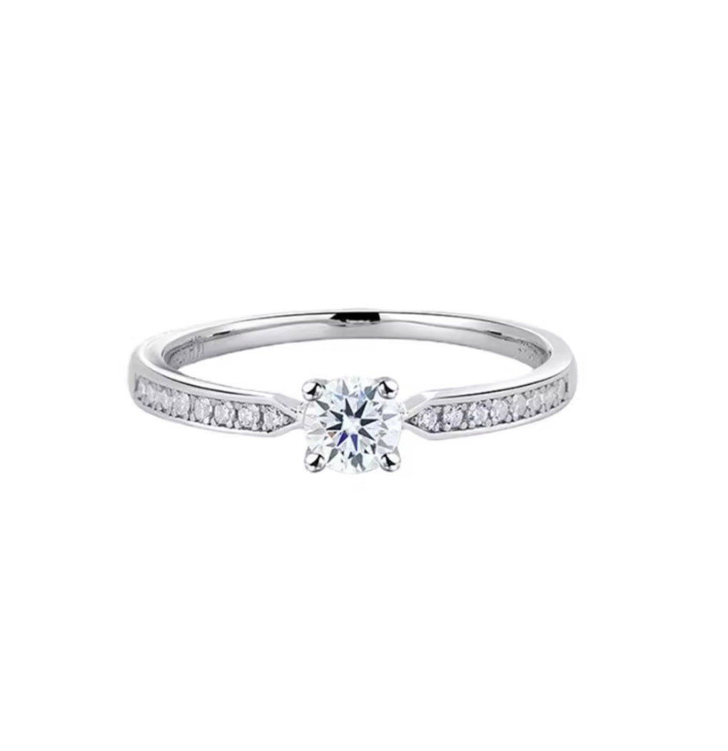 0.36ct Round Moissanite Engagement Rings  White Gold Sterling Silver- Starlight