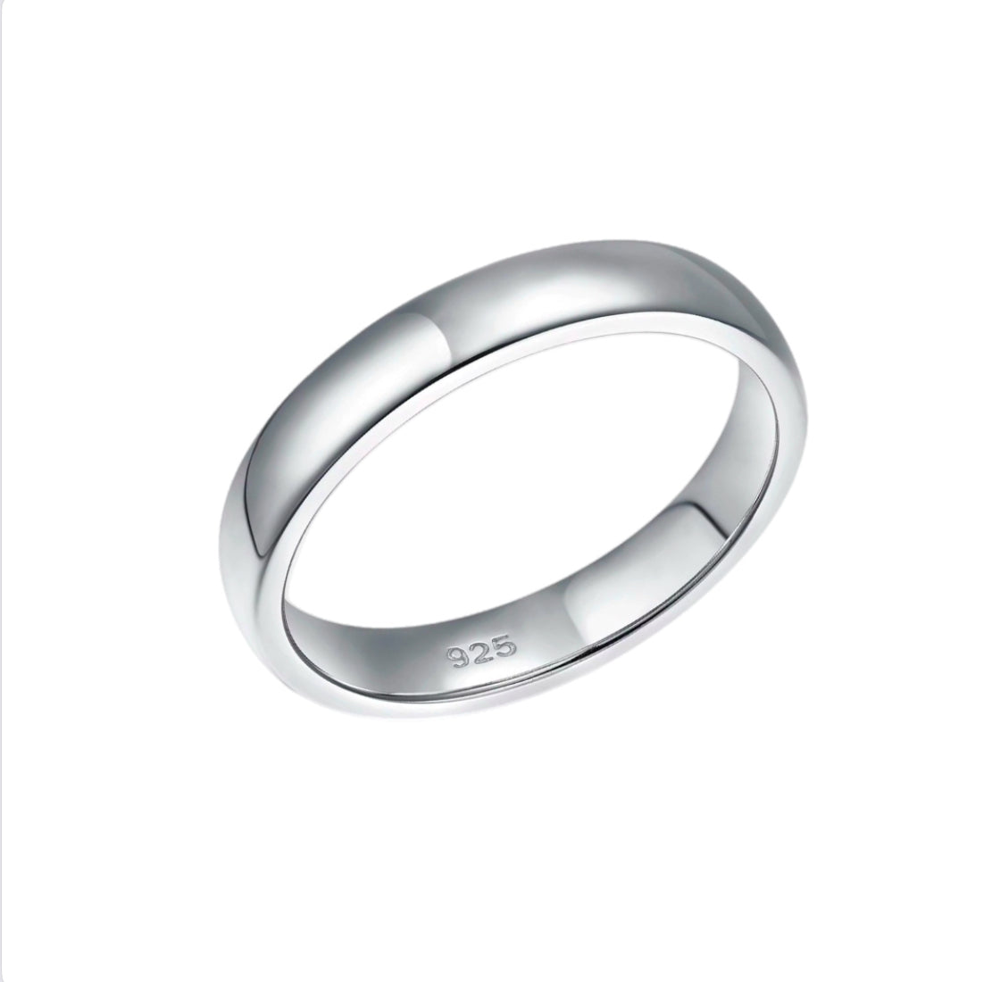 4MM Men's White Gold Vermeil Wedding Band - Sterling Silver Ring