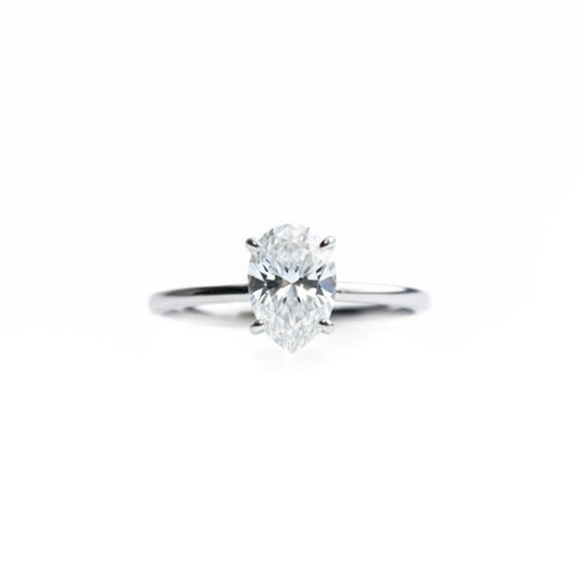 Pear Shaped Moissanite Solitaire Engagement Ring - Affordable Promise Ring- Ice Queen