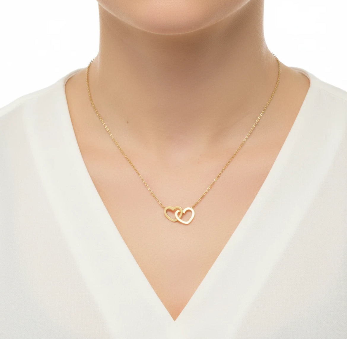 Gold Heart Necklace Interlocking- The Perfect Bridesmaid Gift- Te’Amo