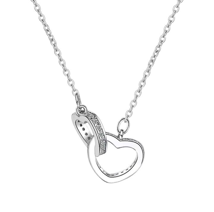 White Gold Interlocking Heart Necklace Gift For Silver Her- Forever