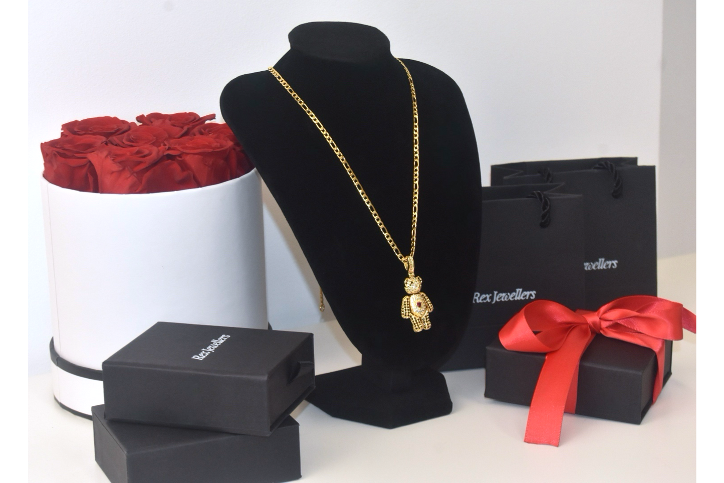 3D Teddy Bear Necklace - Gold Cuban Link Pendant Gift for Women - Ted