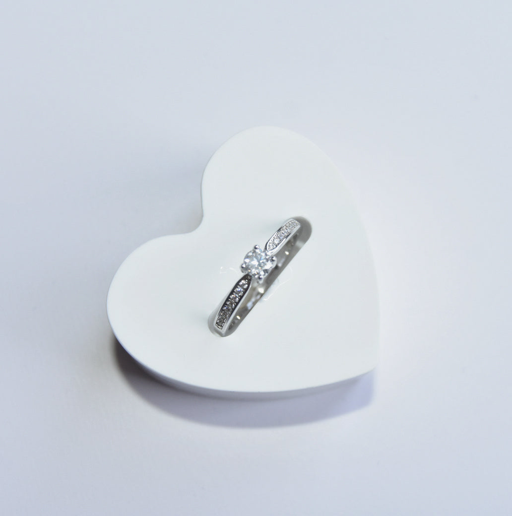 0.36ct Round Moissanite Engagement Rings  White Gold Sterling Silver- Starlight