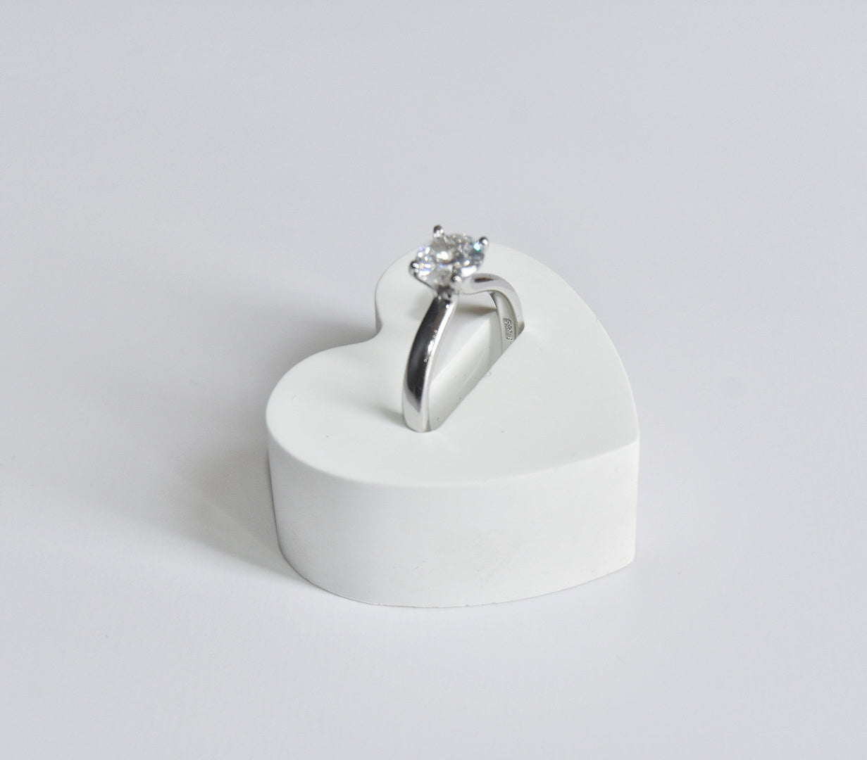 Round Moissanite Solitaire Engagement Ring In 14k White Gold Silver - Glacier