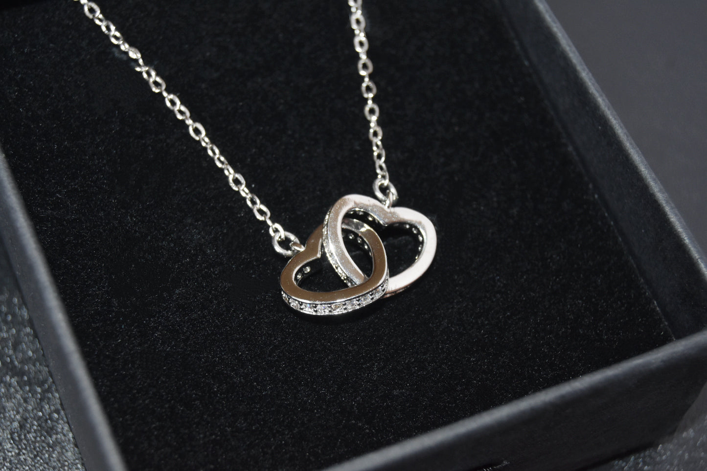 White Gold Interlocking Heart Necklace Gift For Silver Her- Forever