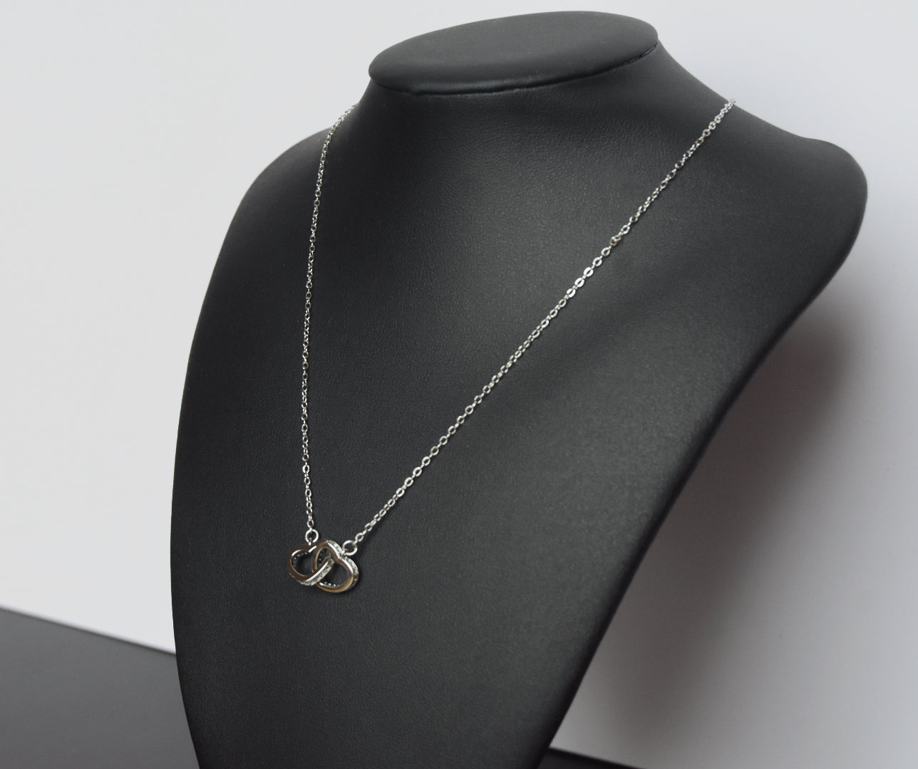 White Gold Interlocking Heart Necklace Gift For Silver Her- Forever