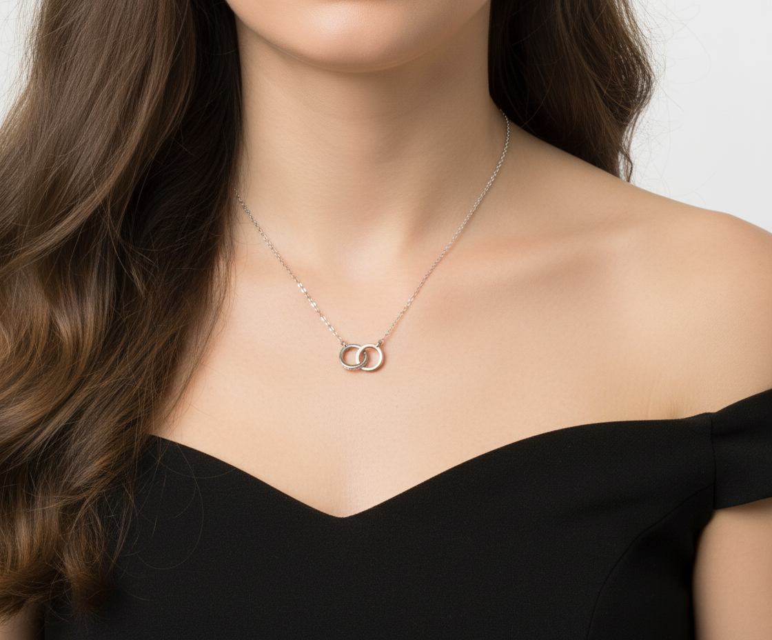 Interlocking Circle Necklace Gift For Girlfriend & Women - Locked in