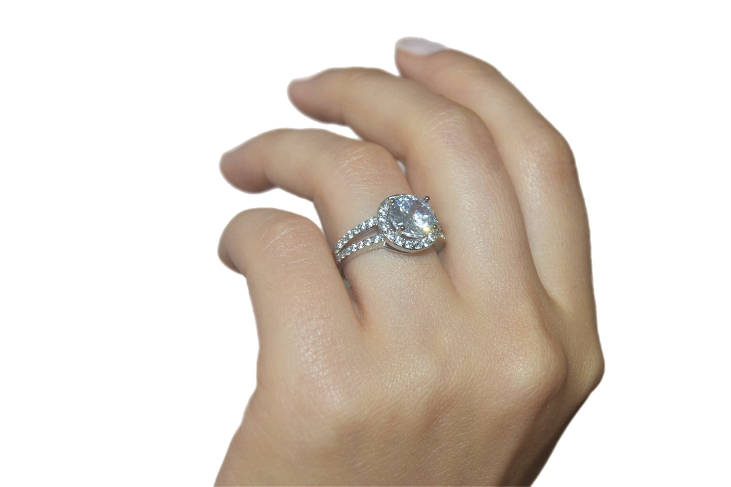 Round Cut Halo Engagement Promise Rings - Cheap & Affordable - Queen