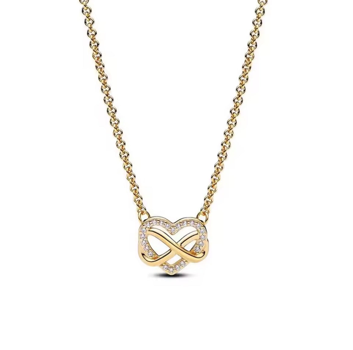 Gold Sparkling Infinity Heart Necklace Gift For Women Ladies