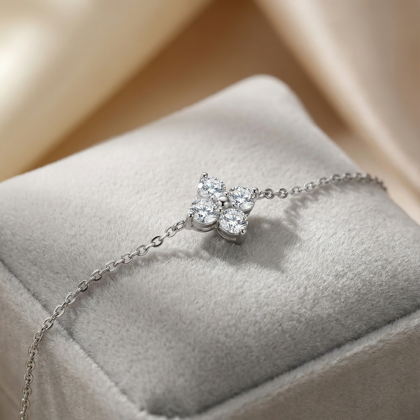 Dainty Bridal Clover Bracelet Silver Anniversary & Luck Gift- EL