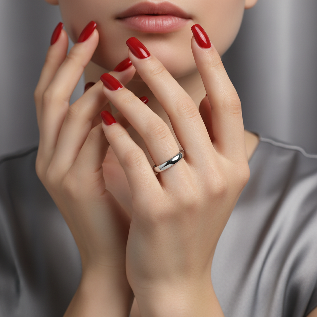 4MM Men's White Gold Vermeil Wedding Band - Sterling Silver Ring