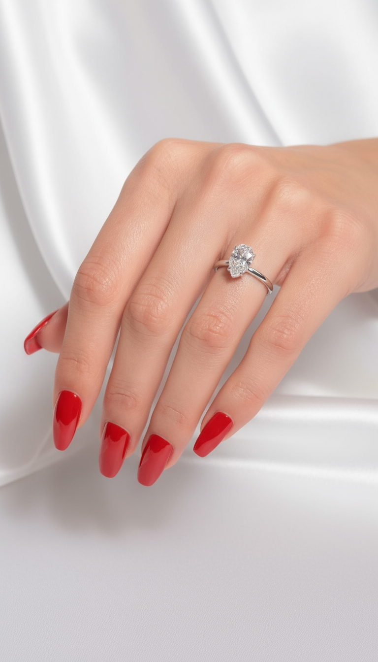 Pear Shaped Moissanite Solitaire Engagement Ring - Affordable Promise Ring- Ice Queen