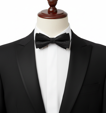 Mens Bow Tie Black Pre Tied- Premium