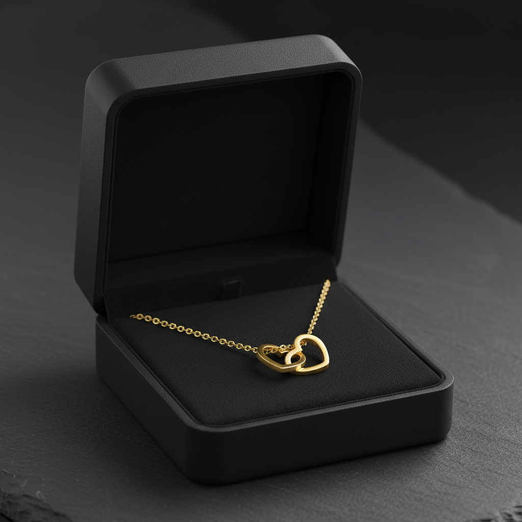 Gold Heart Necklace Interlocking- The Perfect Bridesmaid Gift- Te’Amo