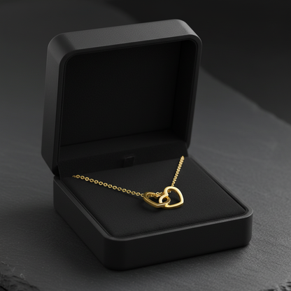 Gold Heart Necklace Interlocking- The Perfect Bridesmaid Gift- Te’Amo