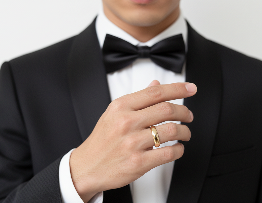 Gold Wedding Bands For Men Women Gold Tungsten- 3.5MM