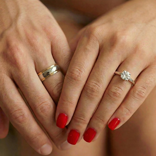 Wedding Rings His And Hers Matching Sets For Couples D Shaped Wedding Band Set 6MM 2MM