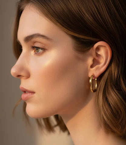 Thick Womens Hoop Earrings Rex Jewellers- Wave