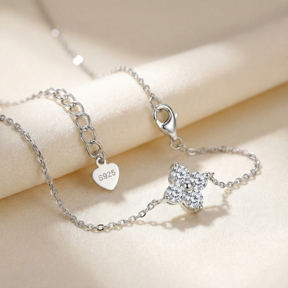 Dainty Bridal Clover Bracelet Silver Anniversary & Luck Gift- EL