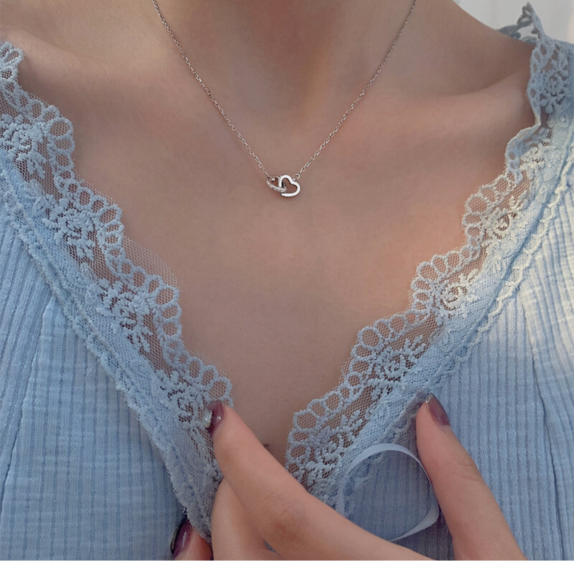Double Heart Infinity Womens Necklace Rex Jewellers- Forever