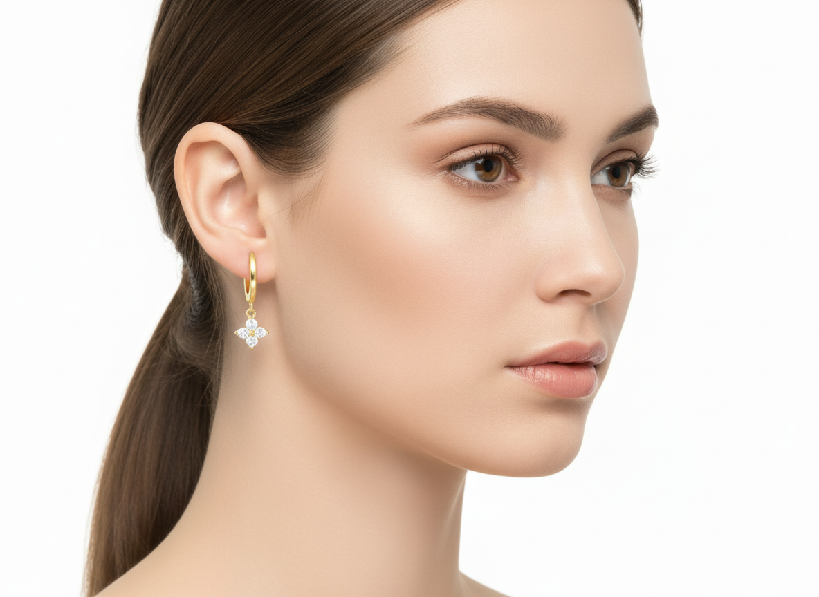 Dangle Clover Huggie Hoops Rex Jewellers- Cloves