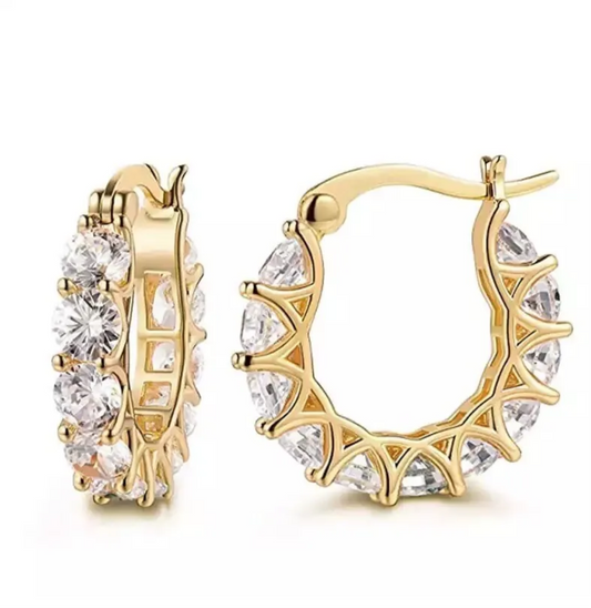 Crystal Earrings- 18k Gold