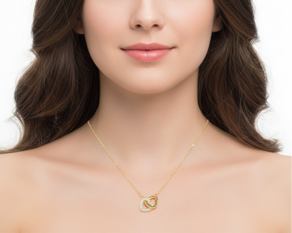 Gold Heart Necklace Interlocking Pendant For Women- Unbreakable