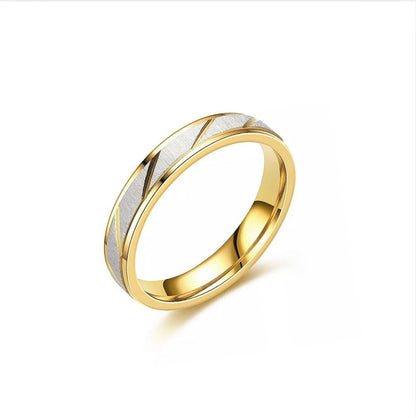 Gold Plated Stainless Steel Two Tone Men's Wedding Band 4MM