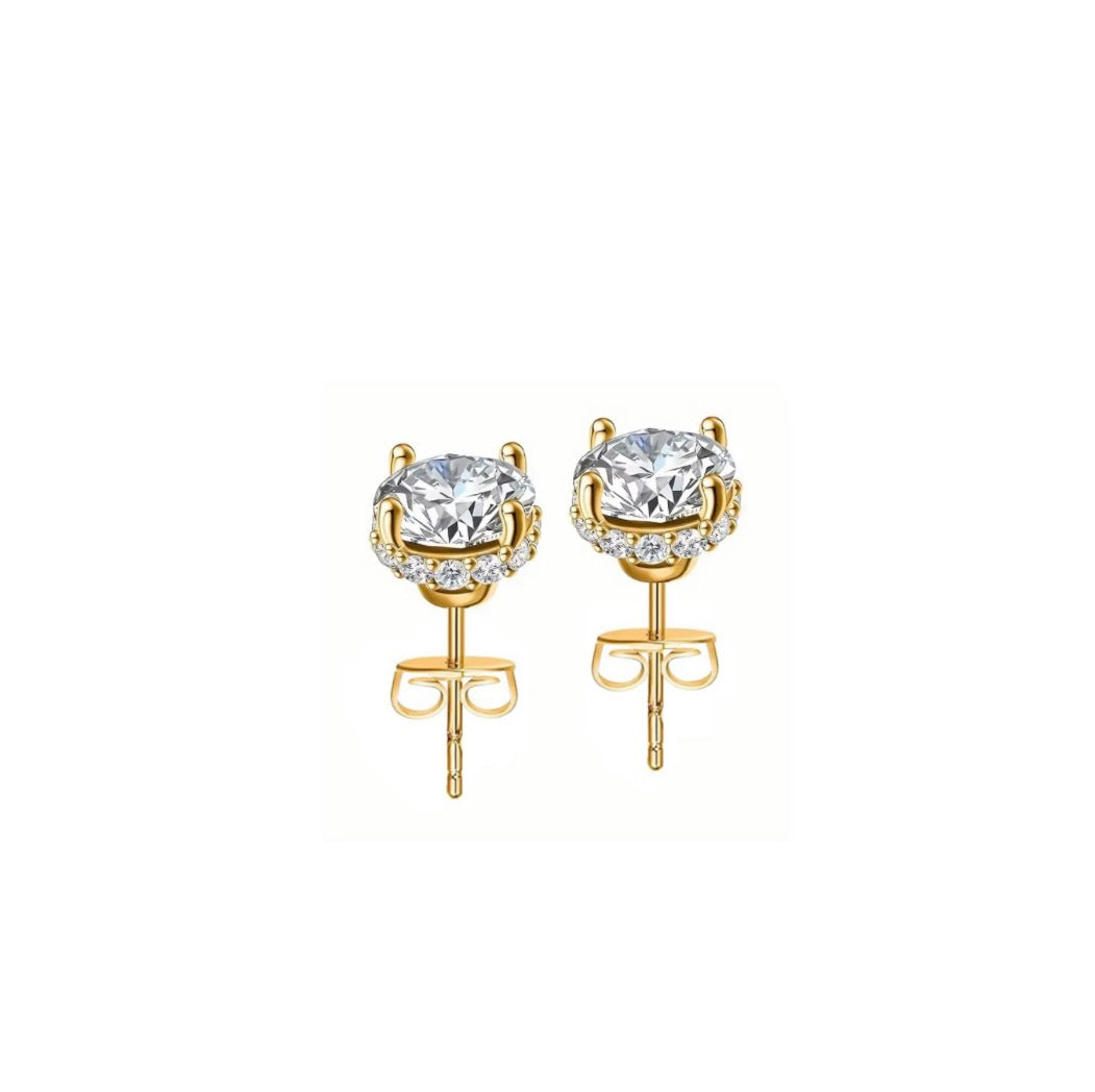 Round Studs Earrings Silver 925 Moissanite Diamond - Rex Jewellers- Clarity