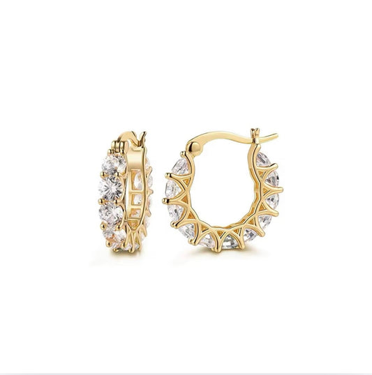 Sparkling Gold Huggie Hoop Earrings 20mm