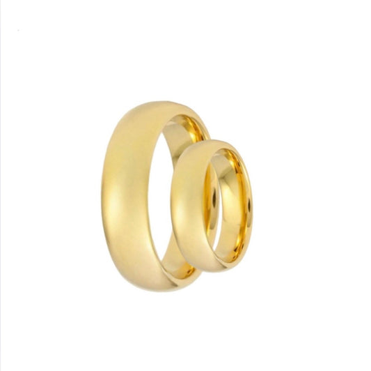 Gold Tungsten Wedding Bands His And Hers D Shaped Couples Matching Wedding Band Set 6MM