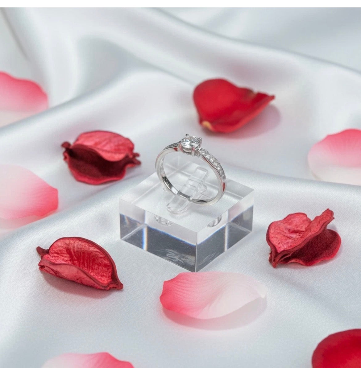 0.36ct Round Moissanite Engagement Rings White Gold Sterling Silver- Starlight