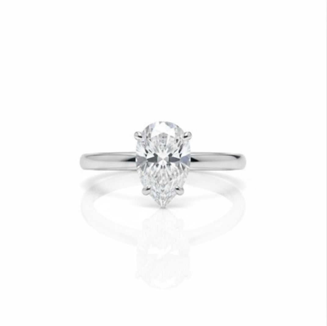 Pear Shaped Moissanite Solitaire Engagement Ring - Affordable Promise Ring- Ice Queen