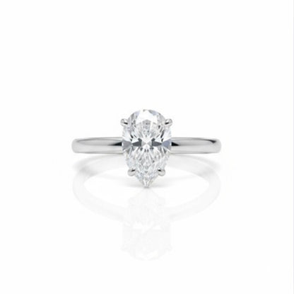 Pear Shaped Moissanite Solitaire Engagement Ring - Affordable Promise Ring- Ice Queen