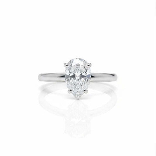 Pear Shaped Moissanite Solitaire Engagement Ring - Affordable Promise Ring- Ice Queen
