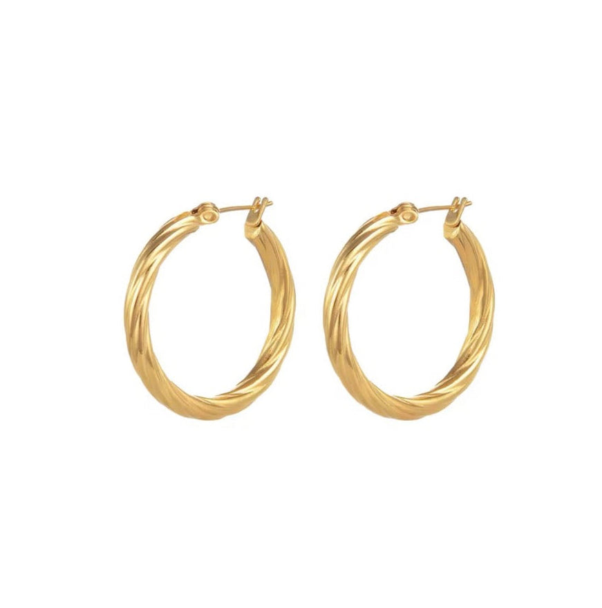 Womens Gold Huggie Hoop Earrings 30mm