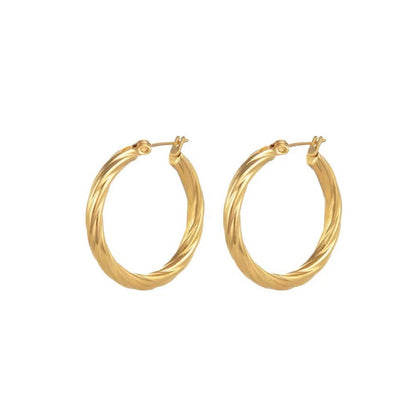 Womens Gold Huggie Hoop Earrings 30mm