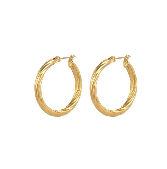Womens Gold Huggie Hoop Earrings 30mm