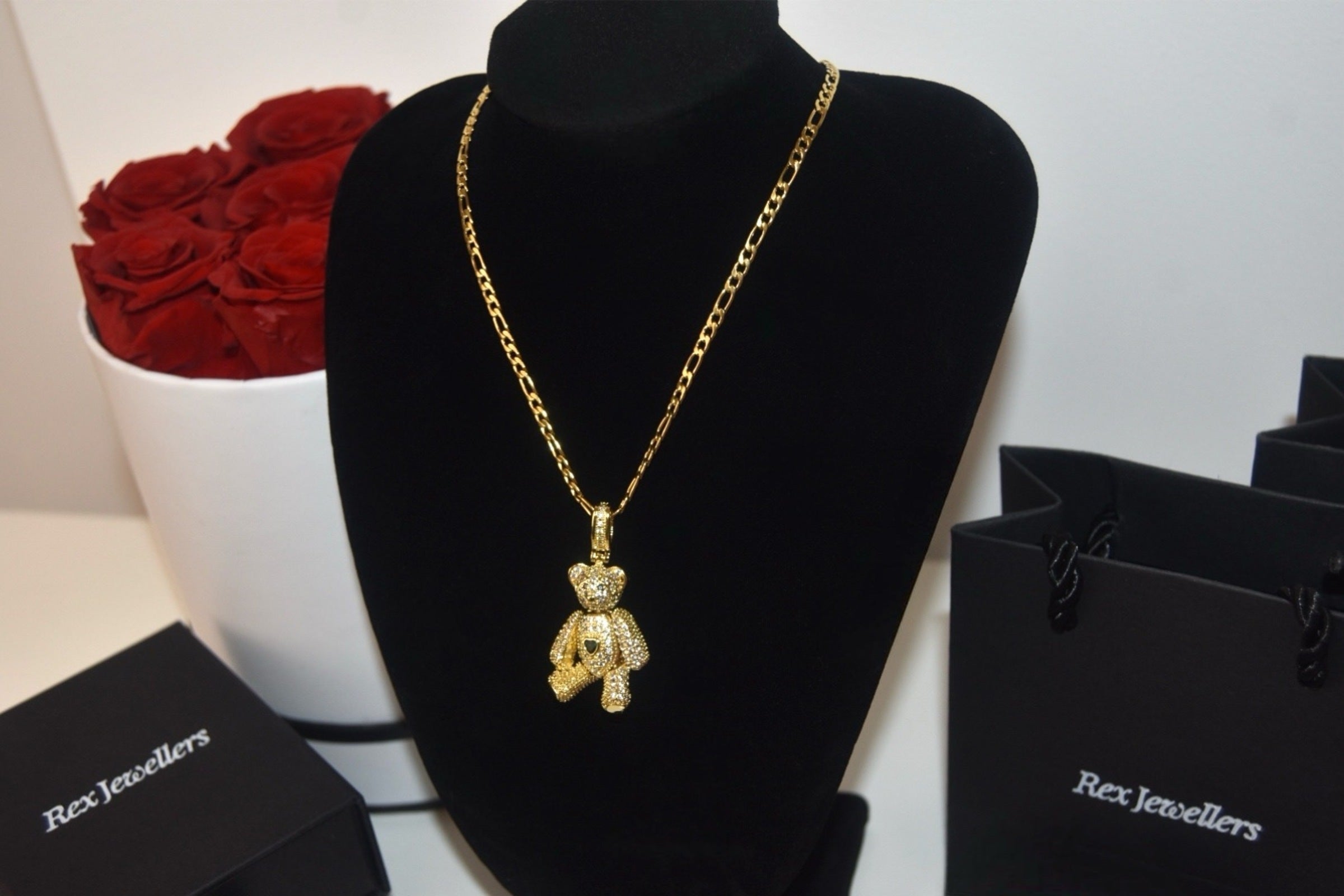 ★送料・関税込★Reinsein★Cookie teddy bear necklace テディ Sydney Evan 14KYG Diamond Teddy Bear Pendant Necklace