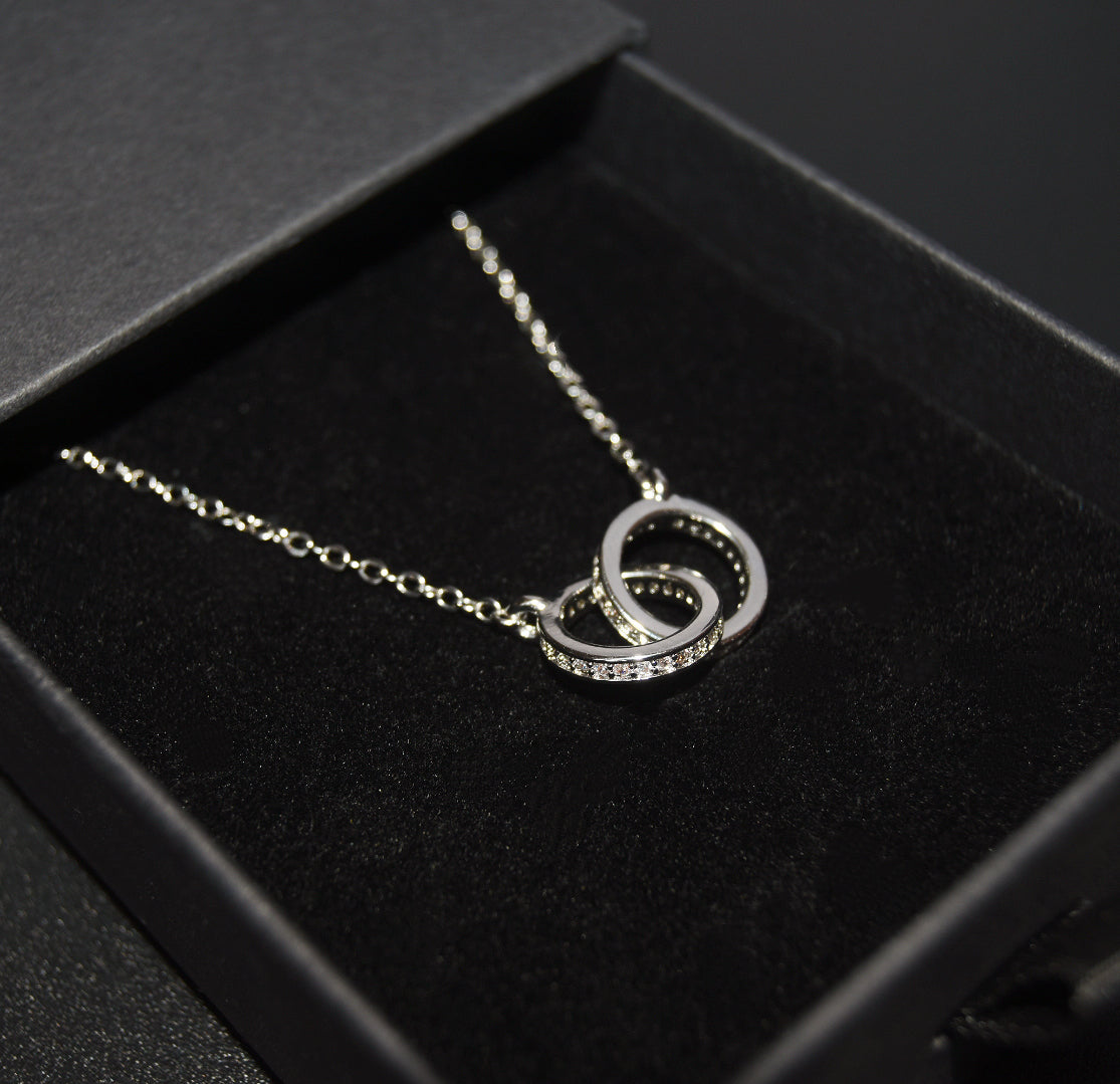 Double Circle Interlocking Necklace Channel Set Diamond Rex Jewellers- Locked in
