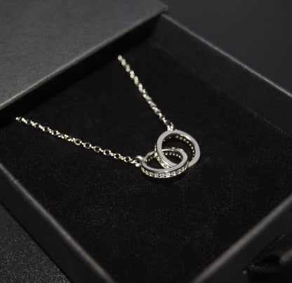 Double Circle Interlocking Necklace Channel Set Diamond Rex Jewellers- Locked in