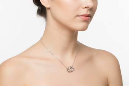White Gold Interlocking Heart Necklace Gift For Silver Her- Forever