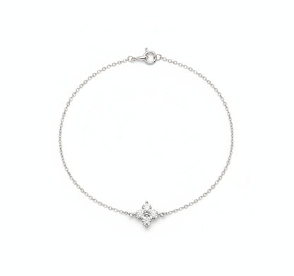 Dainty Silver Clover Bracelet - Bridal, Anniversary & Luck Gift- EL